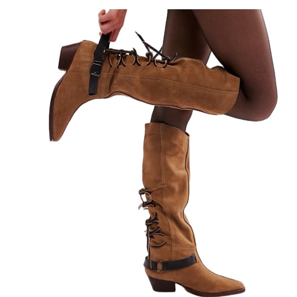 We The Free Tan Lace-Up Boots